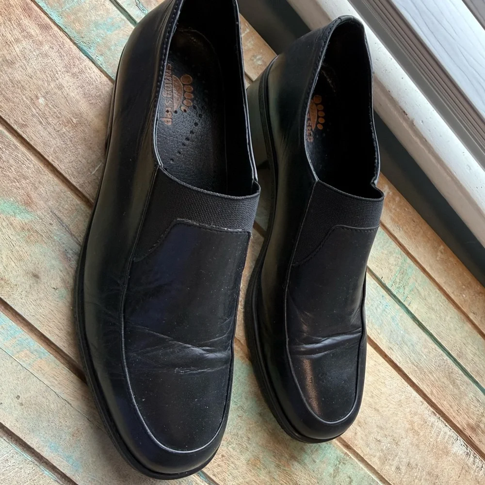 Women’s Spring Step Black‎ Leather Slip-On Shoes loafers size 38